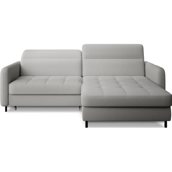 Siva raztegljiva/s prostorom za shranjevanje kotna sedežna garnitura iz tkanine bouclé (desni kot/z ležalnikom) Gomsi – ELTAP