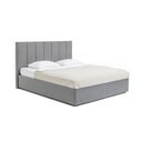 Siva oblazinjena zakonska postelja s prostorom za shranjevanje z letvenim dnom 160x200 cm Thessa Bold Line – Bonami Selection