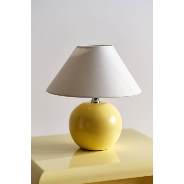 Rumena/kremno bela keramična namizna svetilka (višina 29 cm) Karamell – Jotex-image-2