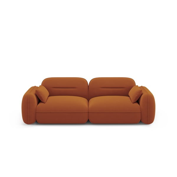 Oranžna žametna sedežna garnitura 230 cm Audrey – Interieurs 86