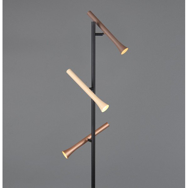 Črna LED stoječa svetilka s kovinskim senčilom (višina 150 cm) Fiato – Trio-image-1