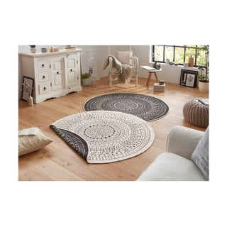 Črno-krem zunanja preproga NORTHRUGS Porto, ø 200 cm