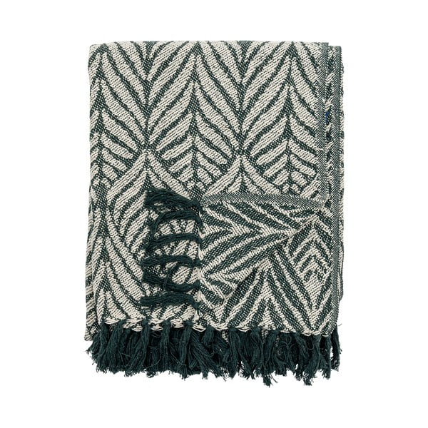 Zeleno-bež odeja iz recikliranega bombaža 130x160 cm Ugento – Bloomingville-image-4