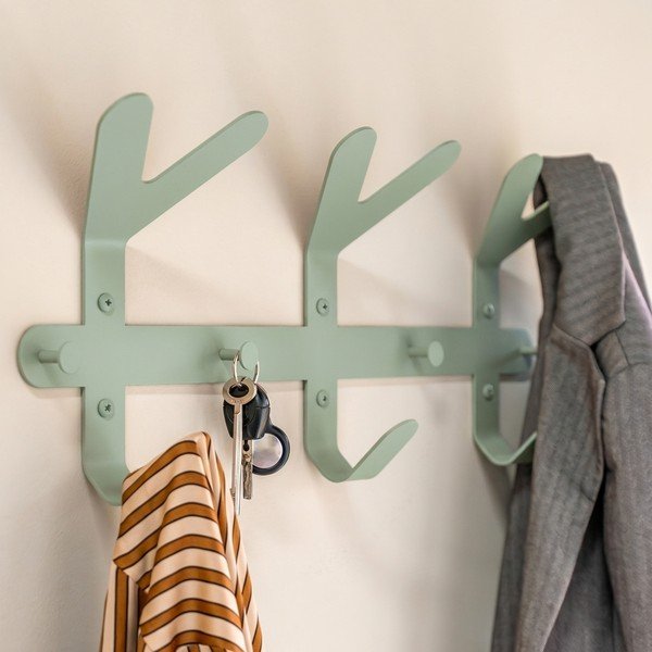Prašno zelen jeklen stenski obešalnik 66 cm Frondo – Spinder Design-image-1