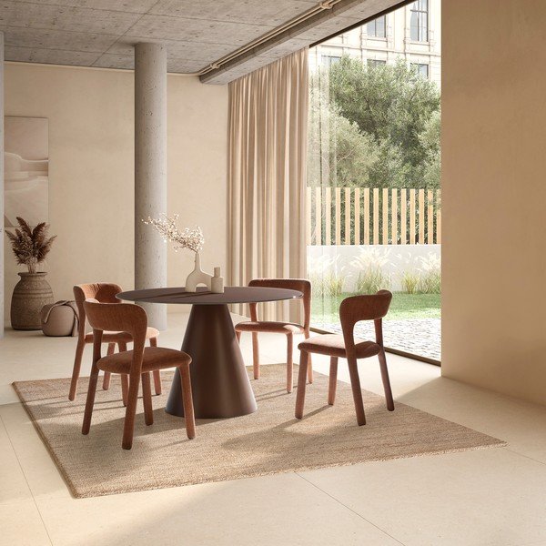 Okrogla jedilna miza s stekleno mizno ploščo ø 120 cm Vida – MOME-image-1