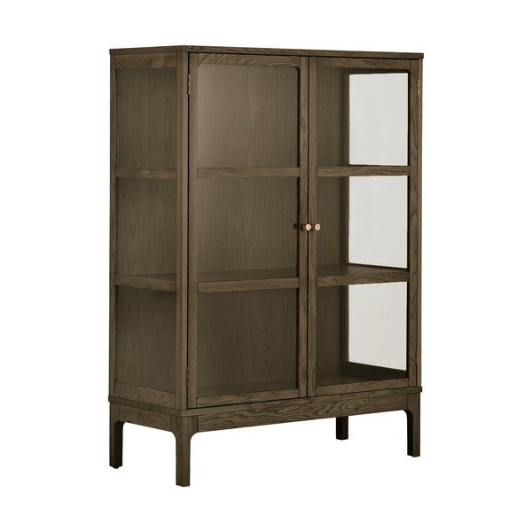 Temno rjava vitrina v hrastovem dekorju 90x126x40 cm Zamora – House Nordic