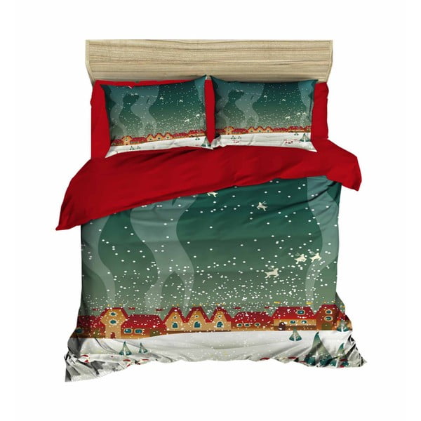 Božična posteljnina za zakonsko posteljo z rjuho Patric, 200 x 220 cm