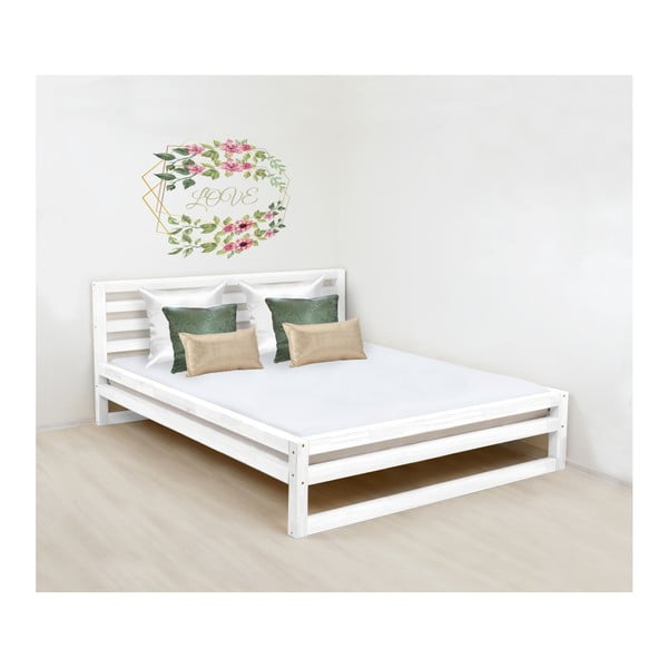 Bela lesena zakonska postelja Benlemi DeLuxe, 200 x 190 cm