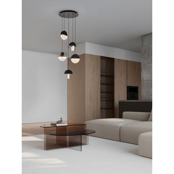 Črna kovinska LED zatemnitvena viseča svetilka ø 46 cm Dorin – Nova Luce-image-1