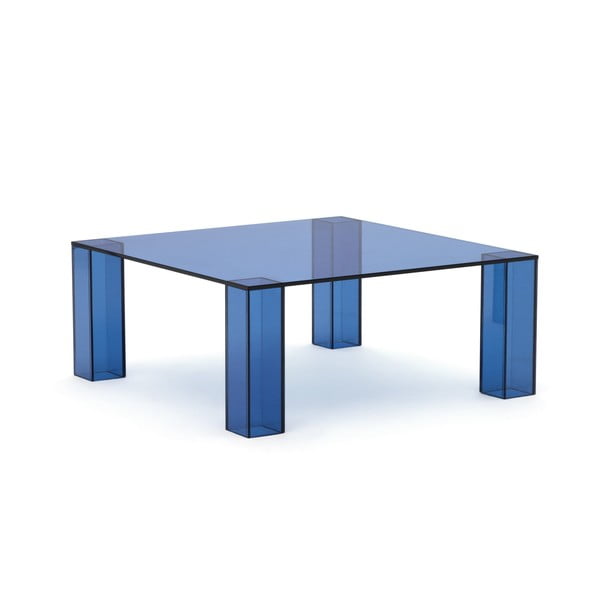 Modra steklena mizica 85x85 cm Adularia – Kave Home