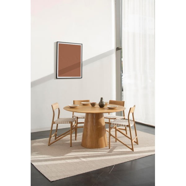 Jedilni stol iz masivnega hrastovega lesa z belim sedežem Gazzda Fawn-image-2