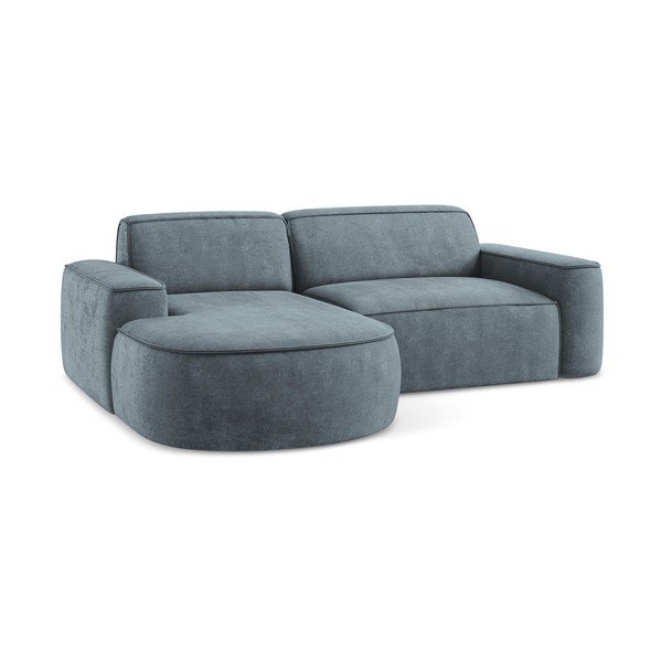 Prašno modra kotna sedežna garnitura iz šenilje (levi kot/z ležalnikom) Omao – Makamii-image-4