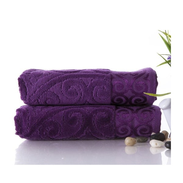 Komplet 2 brisač Hanzade Purple, 50x90 cm