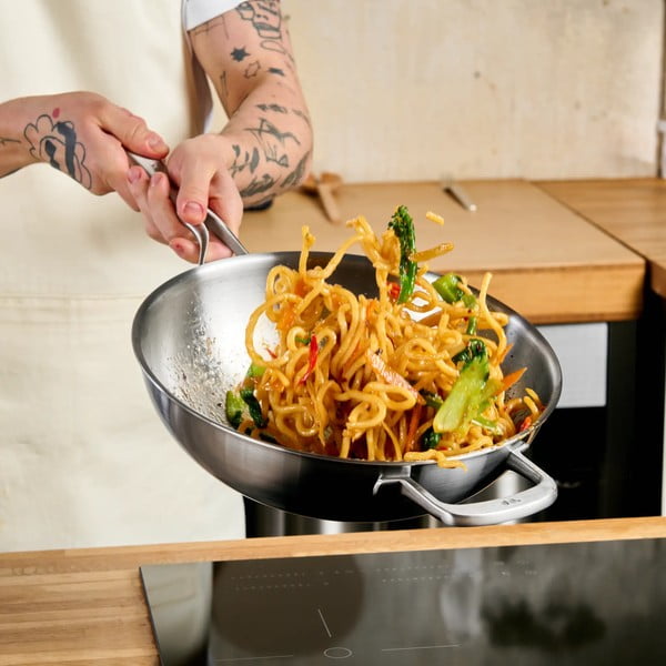 Vok ponev s pokrovko iz nerjavečega jekla ø 30 cm Lucca 3.0 – FABINI-image-1