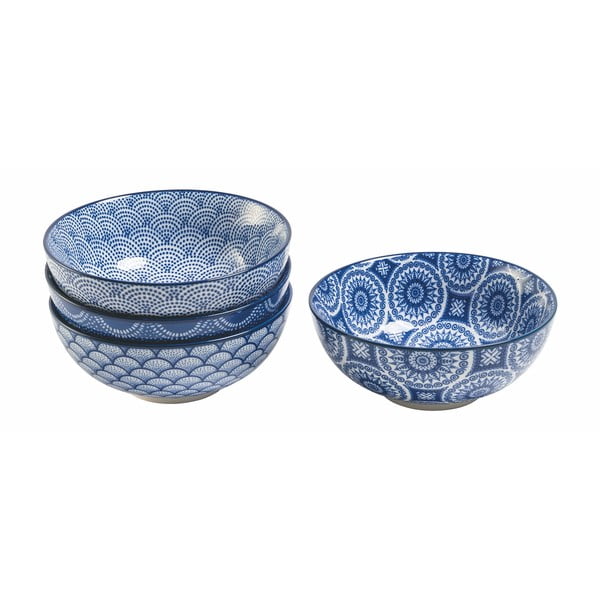 Belo-modre porcelanaste sklede v kompletu 4 kos ø 14 cm Confusion - Villa d'Este