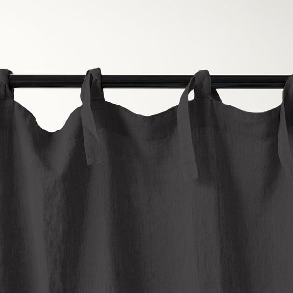 Temno siva lanena zavesa z zankami Linen Tales Night Time, 250 x 140 cm-image-2