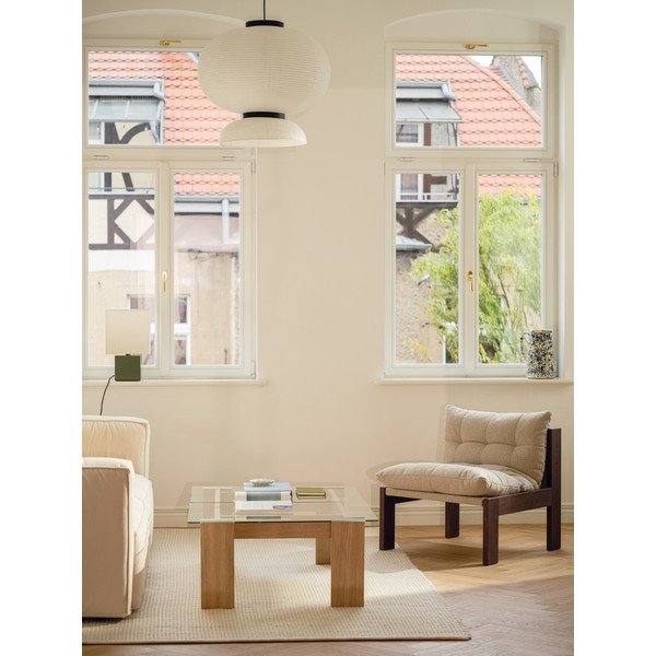 Klubska mizica s stekleno mizno ploščo v naravni barvi 86x132 cm Naiko – noo.ma-image-2