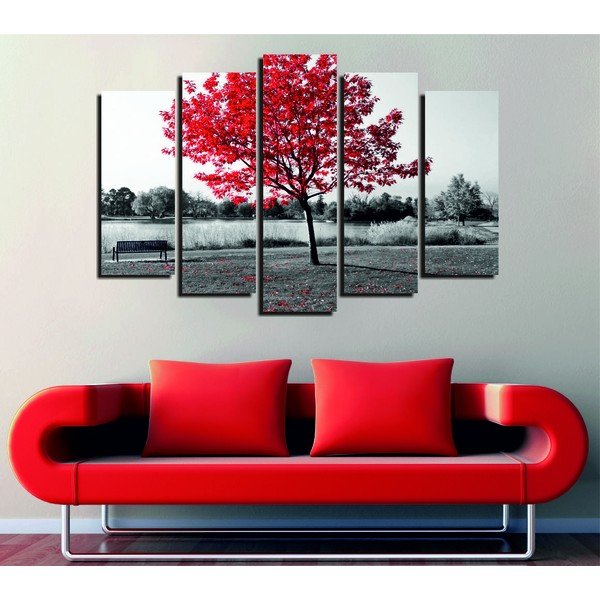 5-delna slika na platnu Red Tree-image-1