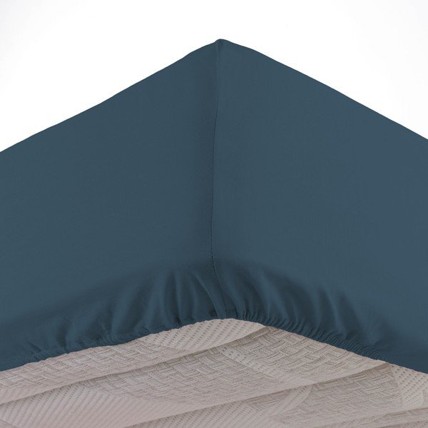 Temno modra napenjalna bombažna rjuha 160x200 cm Lina – douceur d'intérieur-image-2