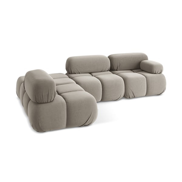 Bež žametna kotna sedežna garnitura (levi kot) Lokua – Makamii-image-4