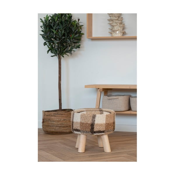 Bel/rjav tabure iz tkanine bouclé Aberdeen – House Nordic-image-3