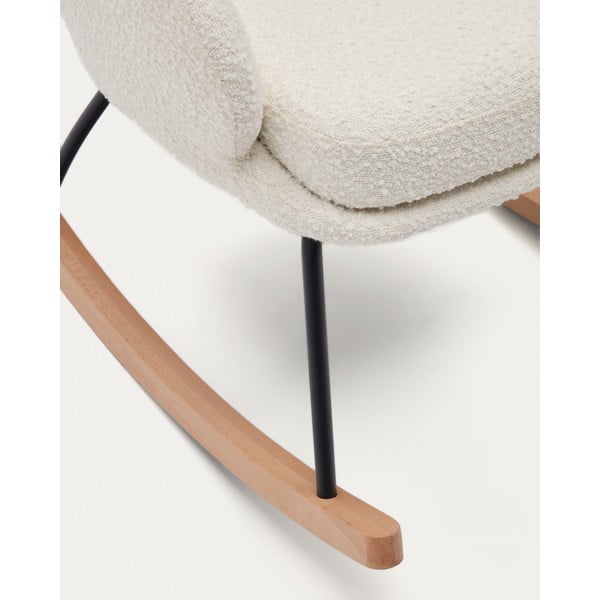 Bel gugalni fotelj iz tkanine bouclé Maustin – Kave Home-image-3