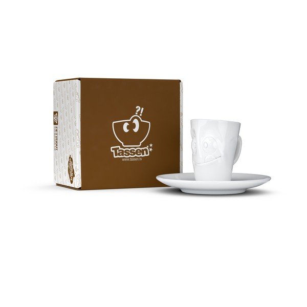 Bela porcelanska skodelica za espresso s podstavkom 58products, prostornina 80 ml-image-4
