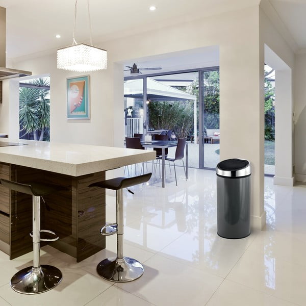 Temno siv jeklen koš za smeti na dotik 30 l – MSV-image-1