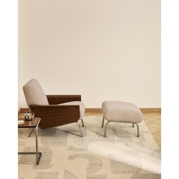 Svetlo rjav tabure iz šenilje Amsen – Kave Home-image-1