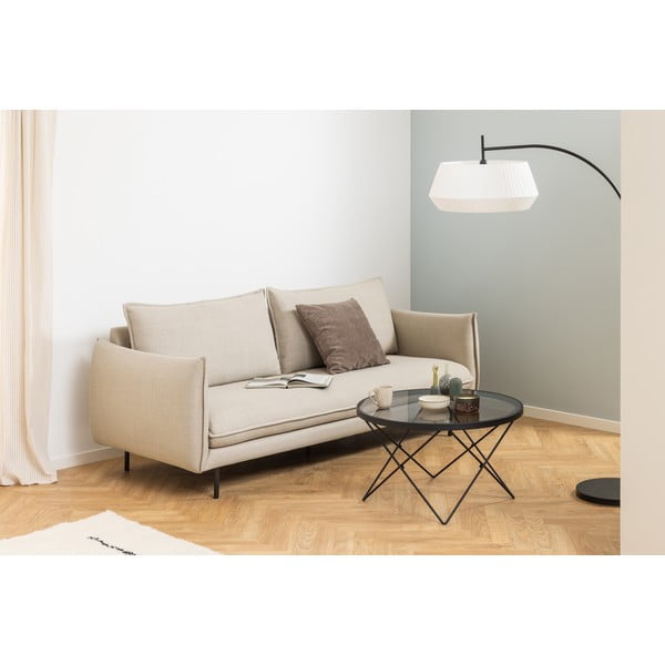 Črna mizica s stekleno mizno ploščo ø 80 cm Cuxton – Actona-image-3