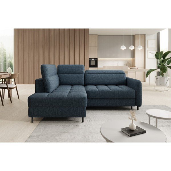 Modra žametna raztegljiva/s prostorom za shranjevanje kotna sedežna garnitura (levi kot/v obliki črke L) Barea – ELTAP-image-3