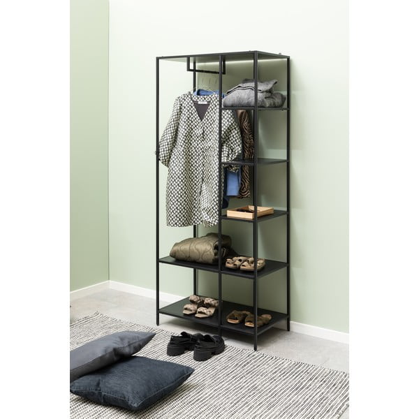 Črna odprta garderobna omara 80x185 cm Newcastle – Actona-image-1
