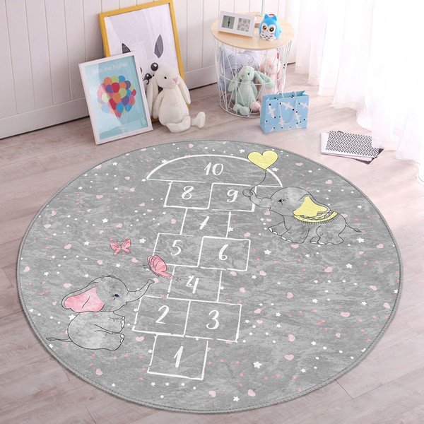 Siva otroška preproga ø 80 cm Comfort – Mila Home-image-2