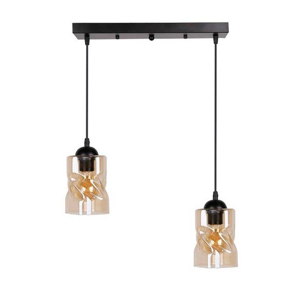 Črna viseča svetilka s steklenim senčnikom 10x44 cm Felis - Candellux Lighting-image-3