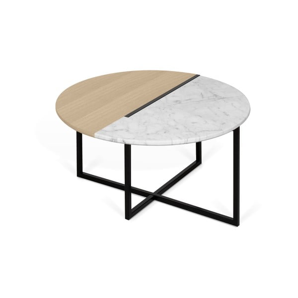 Okrogla klubska mizica s ploščo v dekorju hrasta ø 80 cm Sonata - TemaHome-image-1