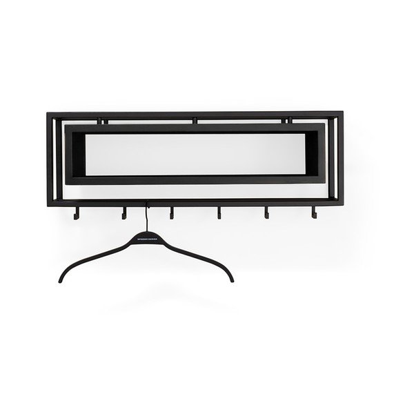 Črn stenski obešalnik iz masivnega hrasta s polico 78 cm School – Spinder Design-image-2