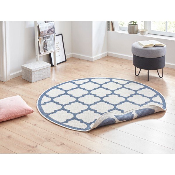 Modro-krem zunanja preproga NORTHRUGS Palermo, ⌀ 200 cm-image-1