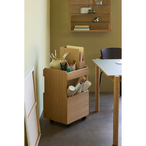Servirni voziček na kolesih v hrastovem dekorju 35x40 cm Forma – Hübsch-image-3