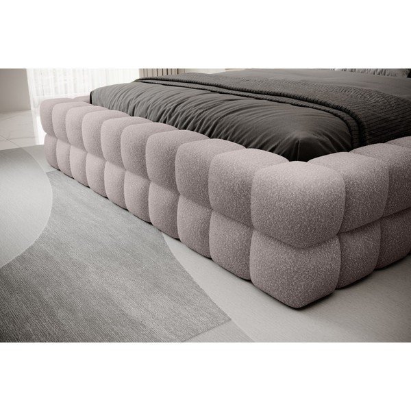 Svetlo rožnata oblazinjena zakonska postelja s prostorom za shranjevanje in z letvenim dnom 160x200 cm Dizzle – ELTAP-image-3