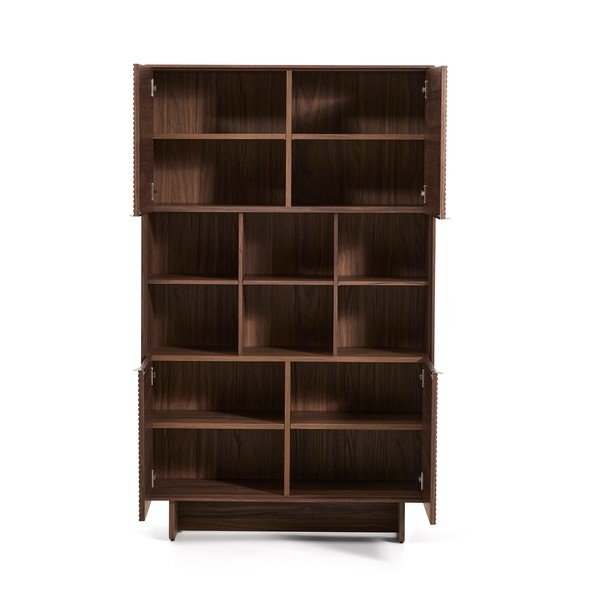 Temno rjava omarica v orehovem dekorju 100x163x40 cm Norlen – Kave Home-image-2