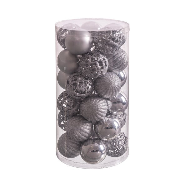 Komplet 30 božičnih okraskov v srebrni barvi Unimasa Mixto, ø 5 cm