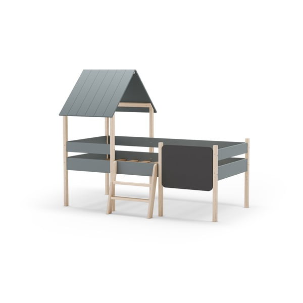 Prašno zelena otroška postelja iz masivnega bora v obliki hiške/dvignjena z letvenim dnom 90x190 cm Mint – Marckeric