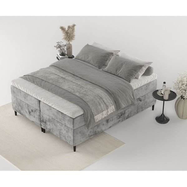 Temno siva boxspring postelja s prostorom za shranjevanje 180x200 cm Araya – Maison de Rêve-image-1
