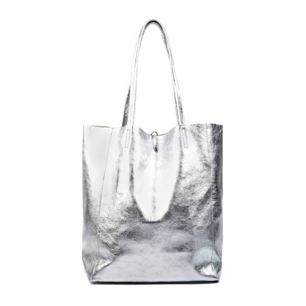 Usnjena torbica v srebrni barvi Carla Ferreri Stormer