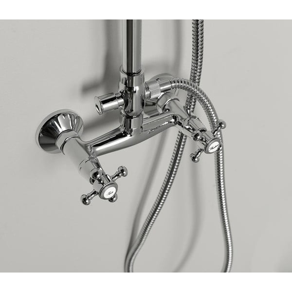 Medeninasta tuš garnitura v sijajno srebrni barvi s prho za glavo in ročno prho 142 cm Antea – Sapho-image-3