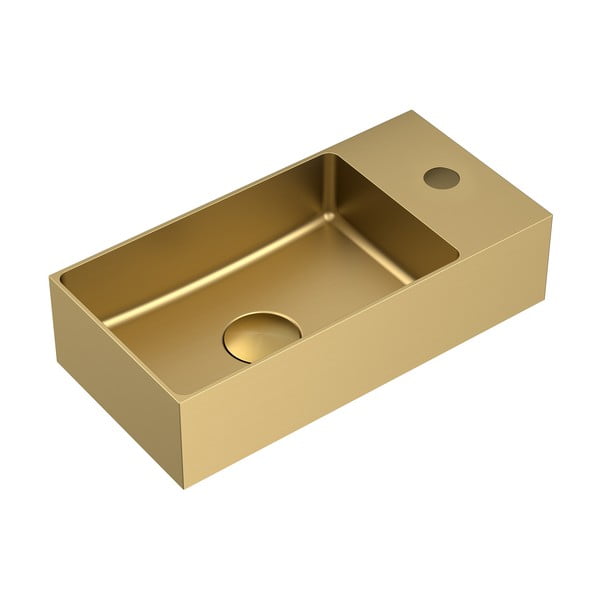 Manjši umivalnik iz nerjavečega jekla v zlati barvi 36,5x18 cm Aurum – Sapho