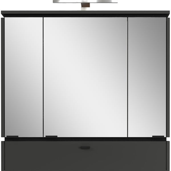 Antracitno siva kopalniška omarica z ogledalom in lučjo 79x80 cm Modesto – Germania