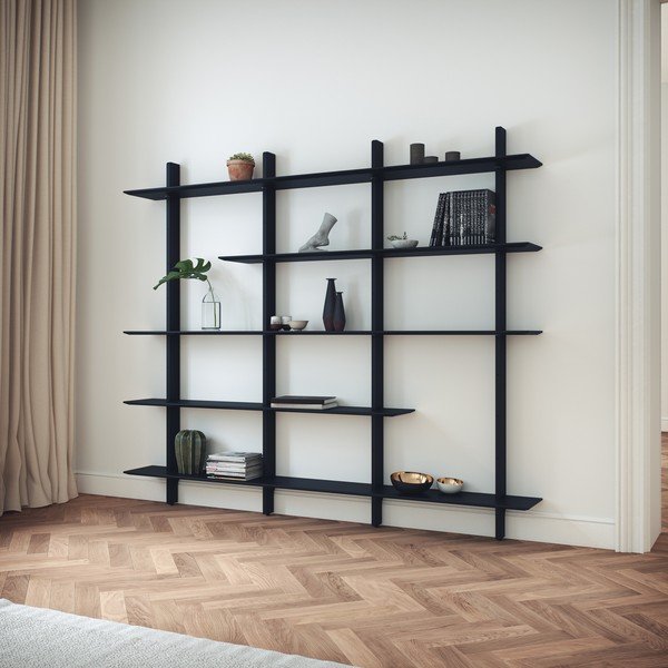 Črn sistem modularnih polic 224x190 cm Bridge – Tenzo-image-1
