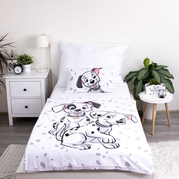 Bela bombažna otroška posteljnina za otroško posteljico 100x135 cm 101 Dalmatians – Jerry Fabrics-image-1