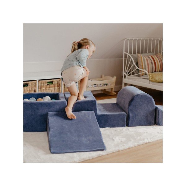 Svetlo sivo žametno otroško igrišče iz pene 3 ks višina 30 cm 45x143 cm Montessori – Meowbaby-image-3